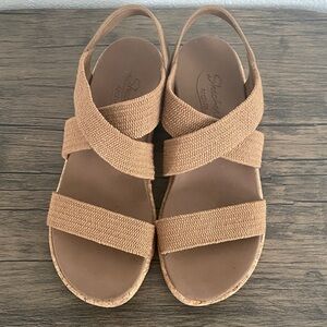Skechers Women's Tan Cross-Strap Sandals